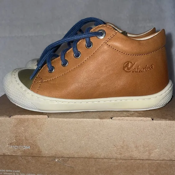 NWT NATURINO COCOON Nappa Leather First Step Shoes in Brown-Grey