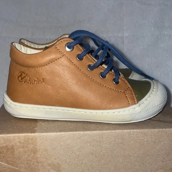 NWT NATURINO COCOON Nappa Leather First Step Shoes in Brown-Grey