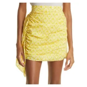 NWT Rhode Ruffle Side Ruched Love Lockdown Hannah Mini Skirt Yellow Size Medium