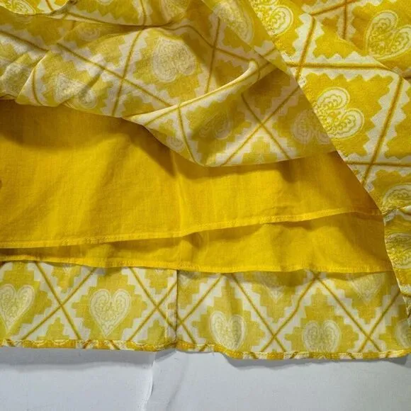 NWT Rhode Ruffle Side Ruched Love Lockdown Hannah Mini Skirt Yellow Size Medium