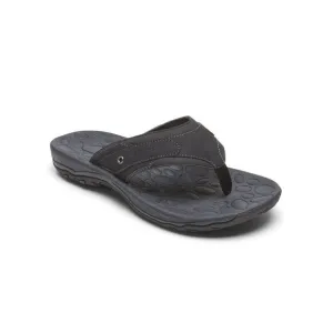 NWT ROCKPORT Mens Black Comfort Hayes Round Toe Slip On Thong Sandals 12