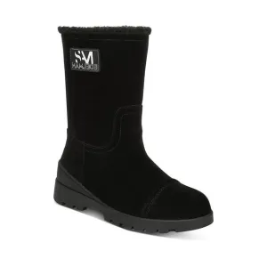 NWT SAM EDELMAN Womens Black 1&quot; Platform Kaylie Wedge  Leather Snow Boots 6 M