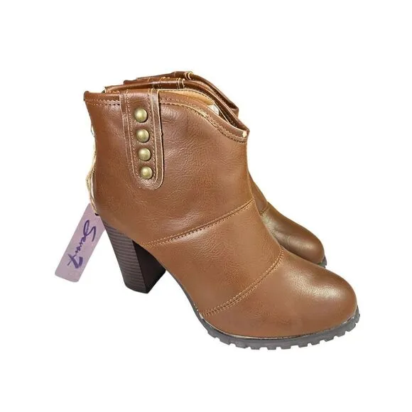 NWT Seven 7 Seville  Sadle Brown Ankle Boots tan sz 9