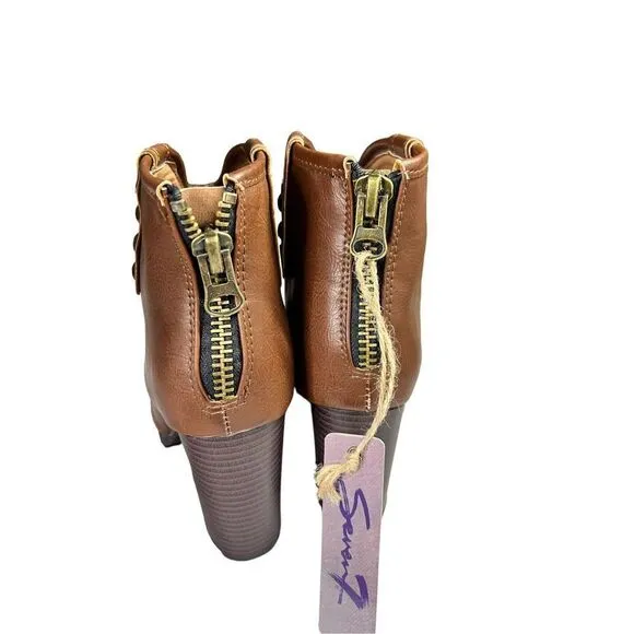 NWT Seven 7 Seville  Sadle Brown Ankle Boots tan sz 9