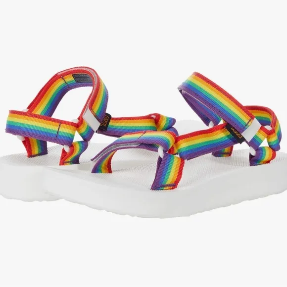 NWT Teva Midform Universal Rainbow &amp;White sandals new in box