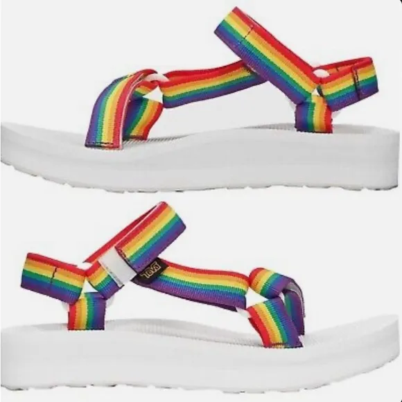 NWT Teva Midform Universal Rainbow &amp;White sandals new in box