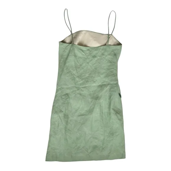 NWT Theory Leaf Green Galena Linen Notched-Hem Mini Dress