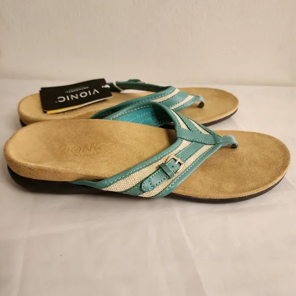 NWT Vionic Marisa Leather Sandals size 8 Orthaheel Technology Slippers