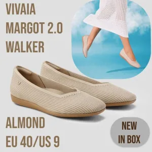 NWT Vivaia Almond Square Toe Margot 2.0 Walker Knitted Flats Size 9 EU 40