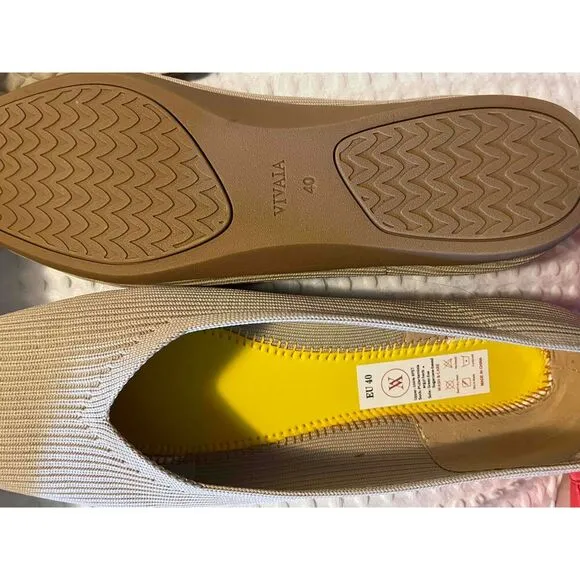 NWT Vivaia Almond Square Toe Margot 2.0 Walker Knitted Flats Size 9 EU 40