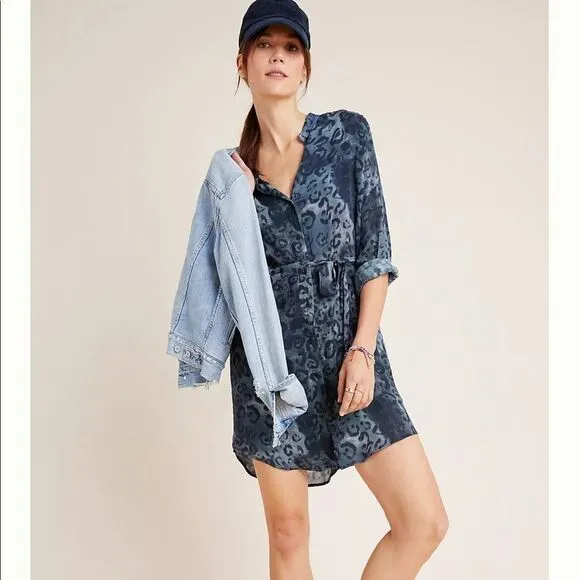 NWT/NWD Anthropologie Cloth &amp; Stone Leopard Shirtdress Small #063
