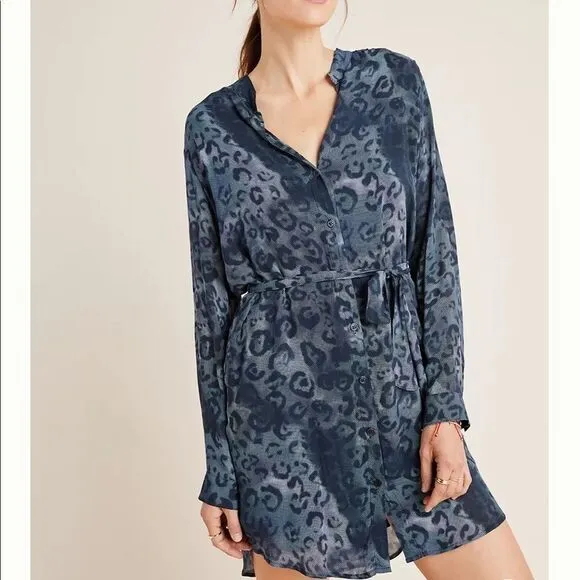 NWT/NWD Anthropologie Cloth &amp; Stone Leopard Shirtdress Small #063