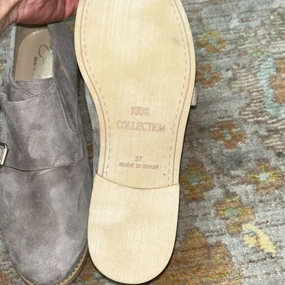 Oca loca grey suede double buckle dress shoes big boy sz 37 designer made in Spa