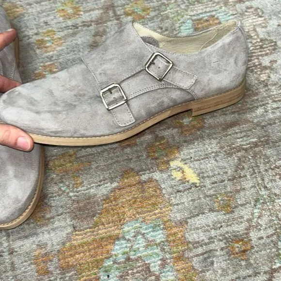 Oca loca grey suede double buckle dress shoes big boy sz 37 designer made in Spa