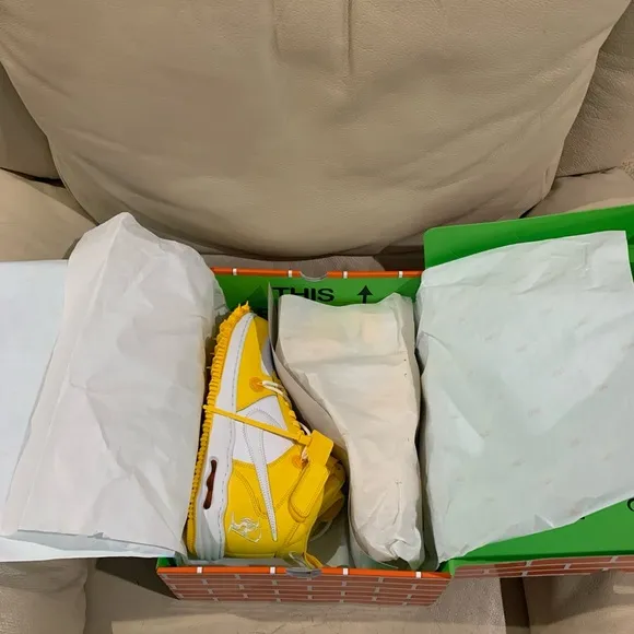 Off-White Silver and Gold Sneakers