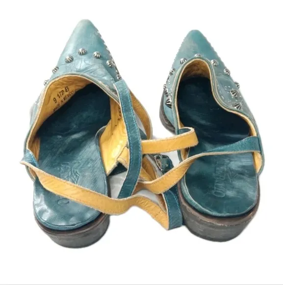 Old Gringo Mules Shoes Women's Size 9.5 B ~ Ankle Straps &amp; Studs Accents Blue