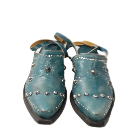 Old Gringo Mules Shoes Women's Size 9.5 B ~ Ankle Straps &amp; Studs Accents Blue
