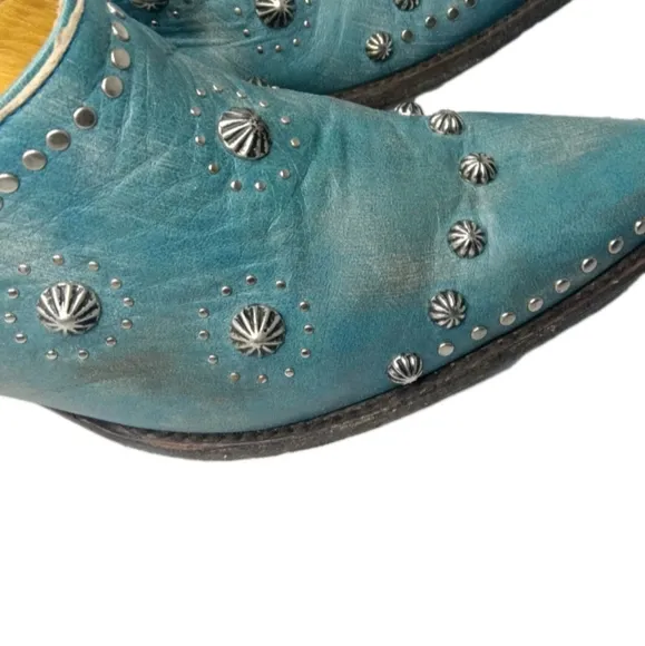 Old Gringo Mules Shoes Women's Size 9.5 B ~ Ankle Straps &amp; Studs Accents Blue
