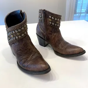 Old Gringo Women's Mini Belinda 7&quot;‎ Ankle Boots Size 7 B Brown Bootie Cowboy