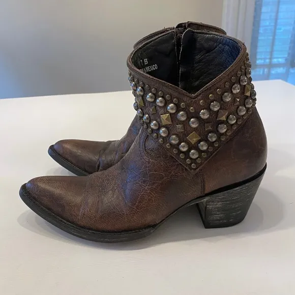 Old Gringo Women's Mini Belinda 7&quot;‎ Ankle Boots Size 7 B Brown Bootie Cowboy