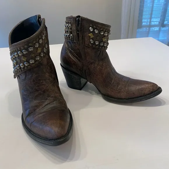 Old Gringo Women's Mini Belinda 7&quot;‎ Ankle Boots Size 7 B Brown Bootie Cowboy