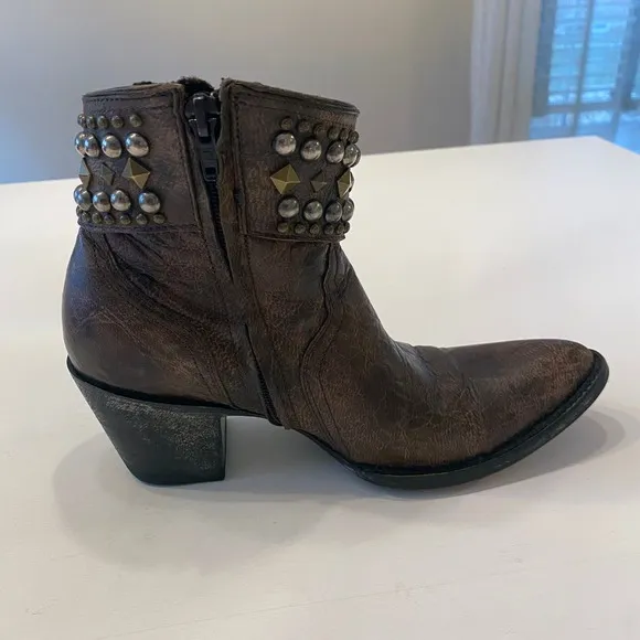 Old Gringo Women's Mini Belinda 7&quot;‎ Ankle Boots Size 7 B Brown Bootie Cowboy