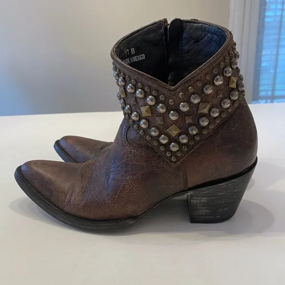 Old Gringo Women's Mini Belinda 7&quot;‎ Ankle Boots Size 7 B Brown Bootie Cowboy