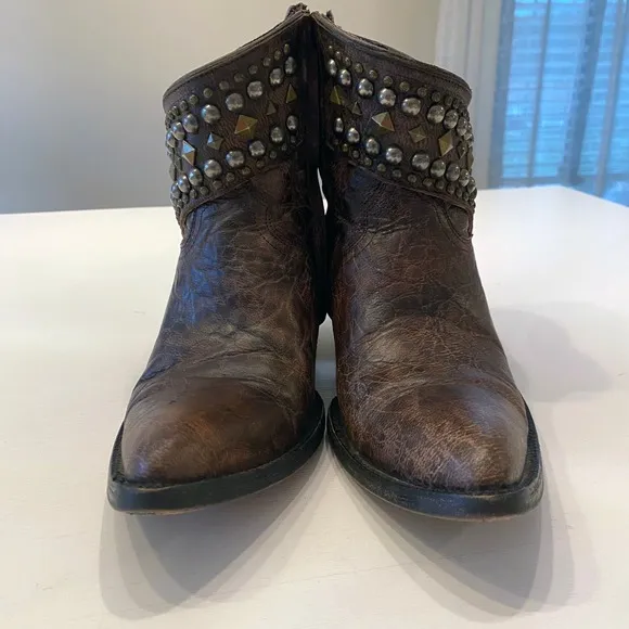 Old Gringo Women's Mini Belinda 7&quot;‎ Ankle Boots Size 7 B Brown Bootie Cowboy
