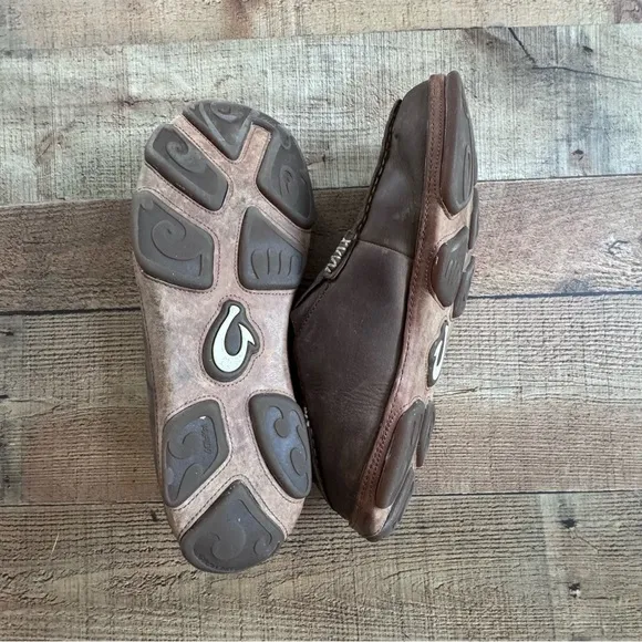 OluKai Moloā Men's Nubuck Leather Slip On Shoes Brown Size 12