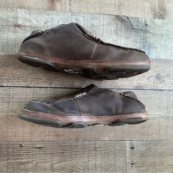OluKai Moloā Men's Nubuck Leather Slip On Shoes Brown Size 12