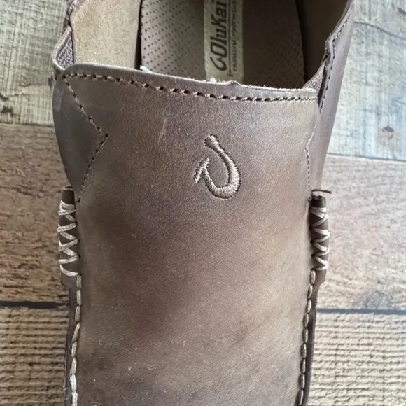 OluKai Moloā Men's Nubuck Leather Slip On Shoes Brown Size 12