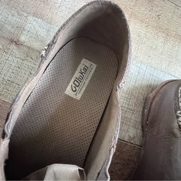 OluKai Moloā Men's Nubuck Leather Slip On Shoes Brown Size 12