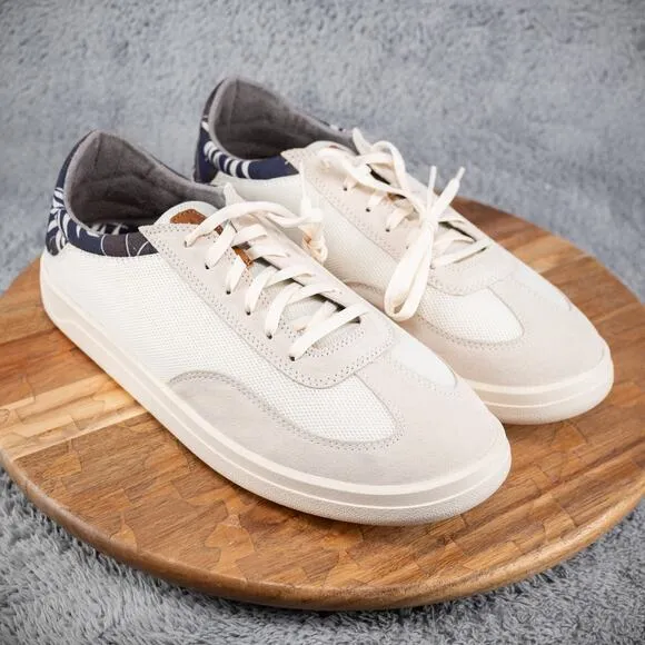 OluKai Punini Men's Size 11.5 Off White/Aloha Court Shoes Suede Sneakers