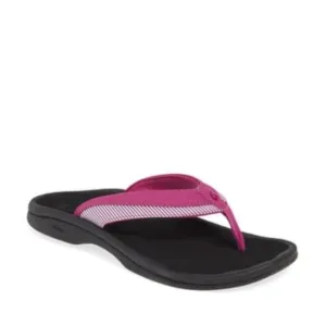 OLUKAI Wehi Ohana Comfort Flip Flop Sandals in Bougainvillea / Stripe Size 6