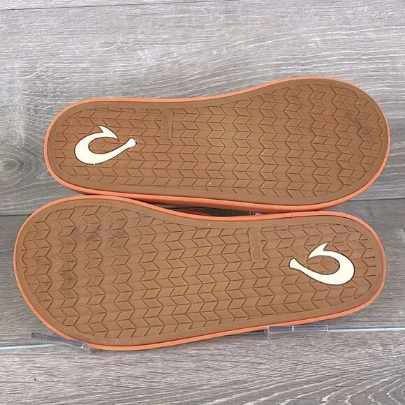 Olukai x Zippy’s Collaboration Men’s Sz 10 Orange Nylon Thong Flip Flop Sandals