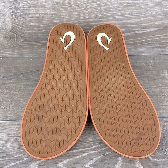 Olukai x Zippy’s Collaboration Men’s Sz 10 Orange Nylon Thong Flip Flop Sandals