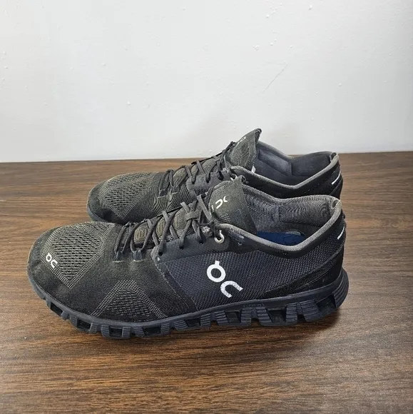 On Cloud X Triple Black Asphalt Athletic Running Shoes Men's Size 12.5