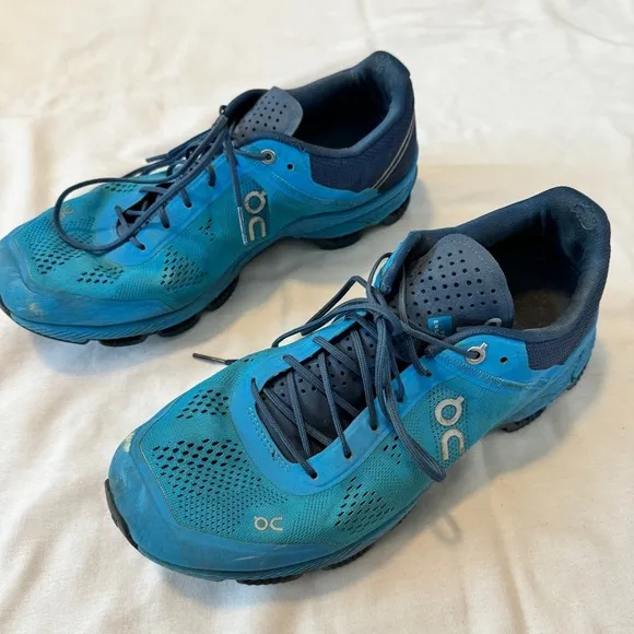 On Running 10 Cloud Surfer Blue Athletic Sneakers Shoes Lace Up