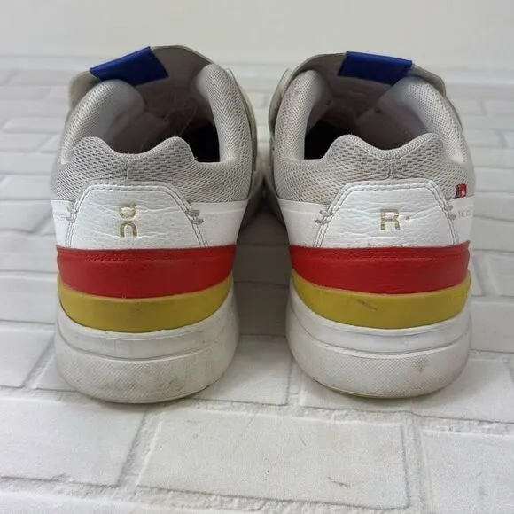 On Cloud Shoes Roger Mens 10 White Leather Lace Up Rubber Sneaker