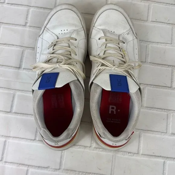 On Cloud Shoes Roger Mens 10 White Leather Lace Up Rubber Sneaker