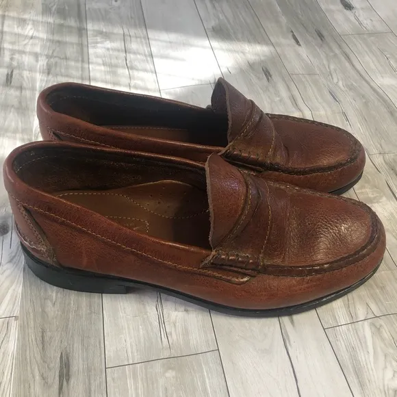 Orvis Loafers Mens Brown Leather Slip on Shoes
