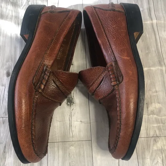 Orvis Loafers Mens Brown Leather Slip on Shoes