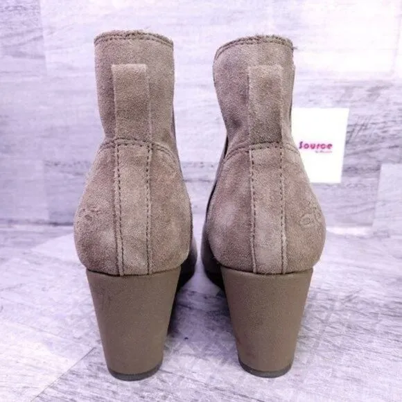 OTBT Dodge Pull on Suede Wedge Ankle Boot Taupe Brown Women's sz 9.5 NEW