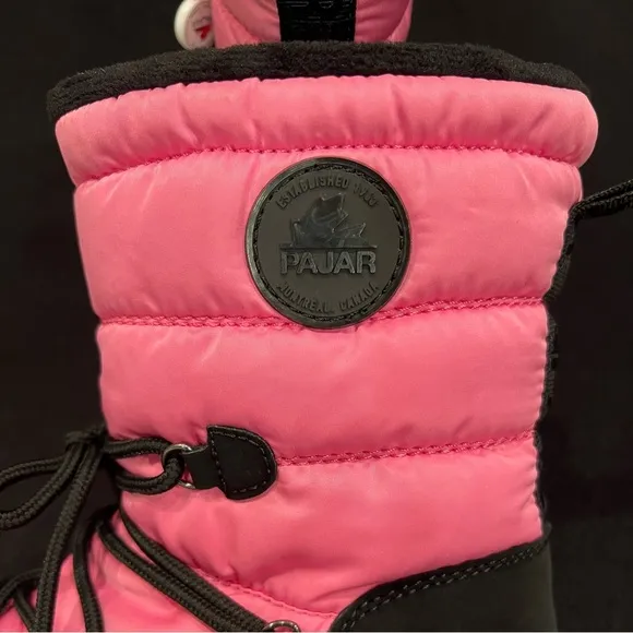 Pajar Kids Tirana Faux Wool Pink &amp; Black Waterproof Winter Snow Boots NEW