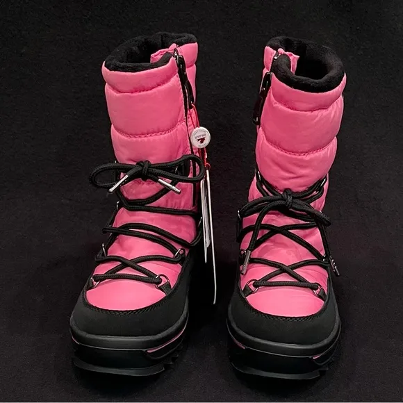 Pajar Kids Tirana Faux Wool Pink &amp; Black Waterproof Winter Snow Boots NEW