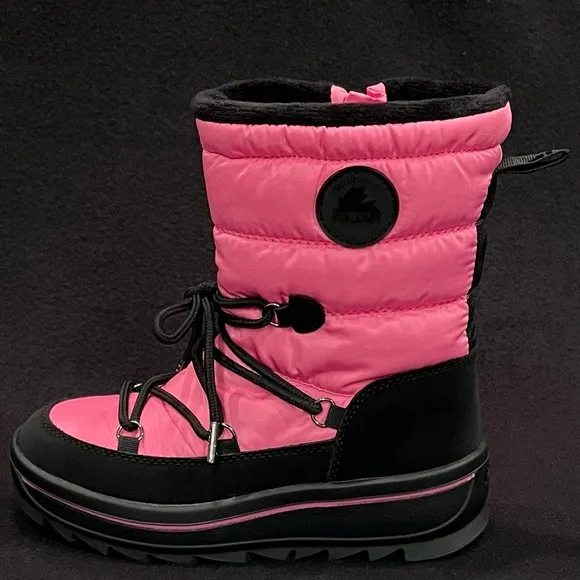 Pajar Kids Tirana Faux Wool Pink &amp; Black Waterproof Winter Snow Boots NEW