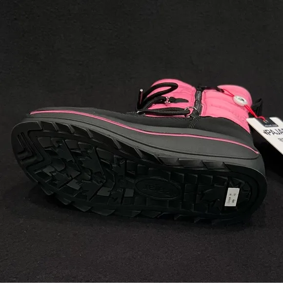 Pajar Kids Tirana Faux Wool Pink &amp; Black Waterproof Winter Snow Boots NEW
