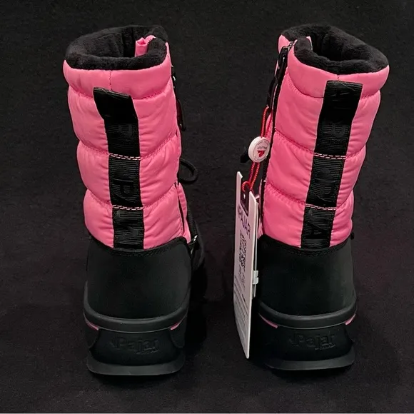 Pajar Kids Tirana Faux Wool Pink &amp; Black Waterproof Winter Snow Boots NEW