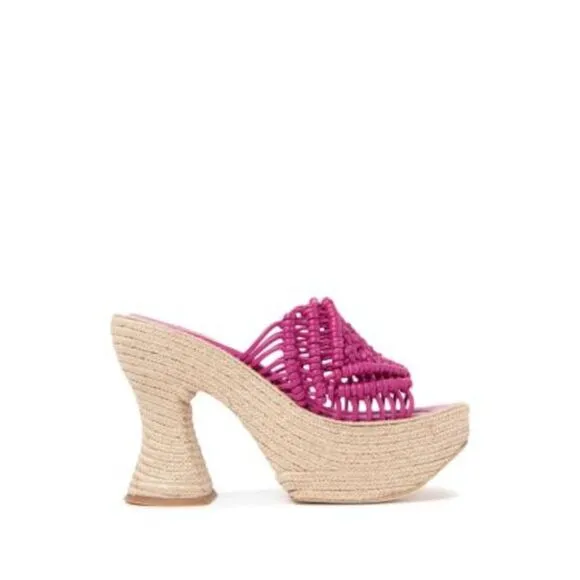 PALOMA BARCELO Womens Pink 2-1/2&quot; Platform Salma Almond Flare Shoes 41