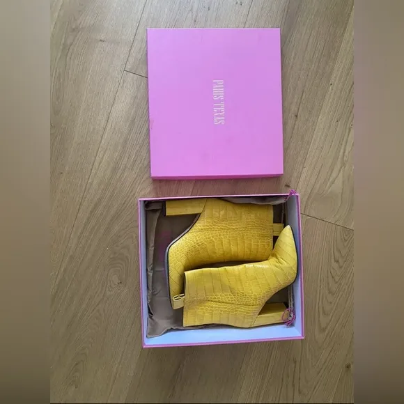 Paris Texas Yellow Snakeskin Ankle Boots 38.5